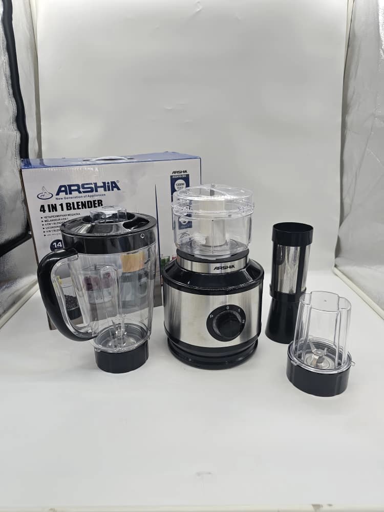Mixeur et robot culinaire Arshia 4 en 1, appareil de cuisine puissant de 1200 watts